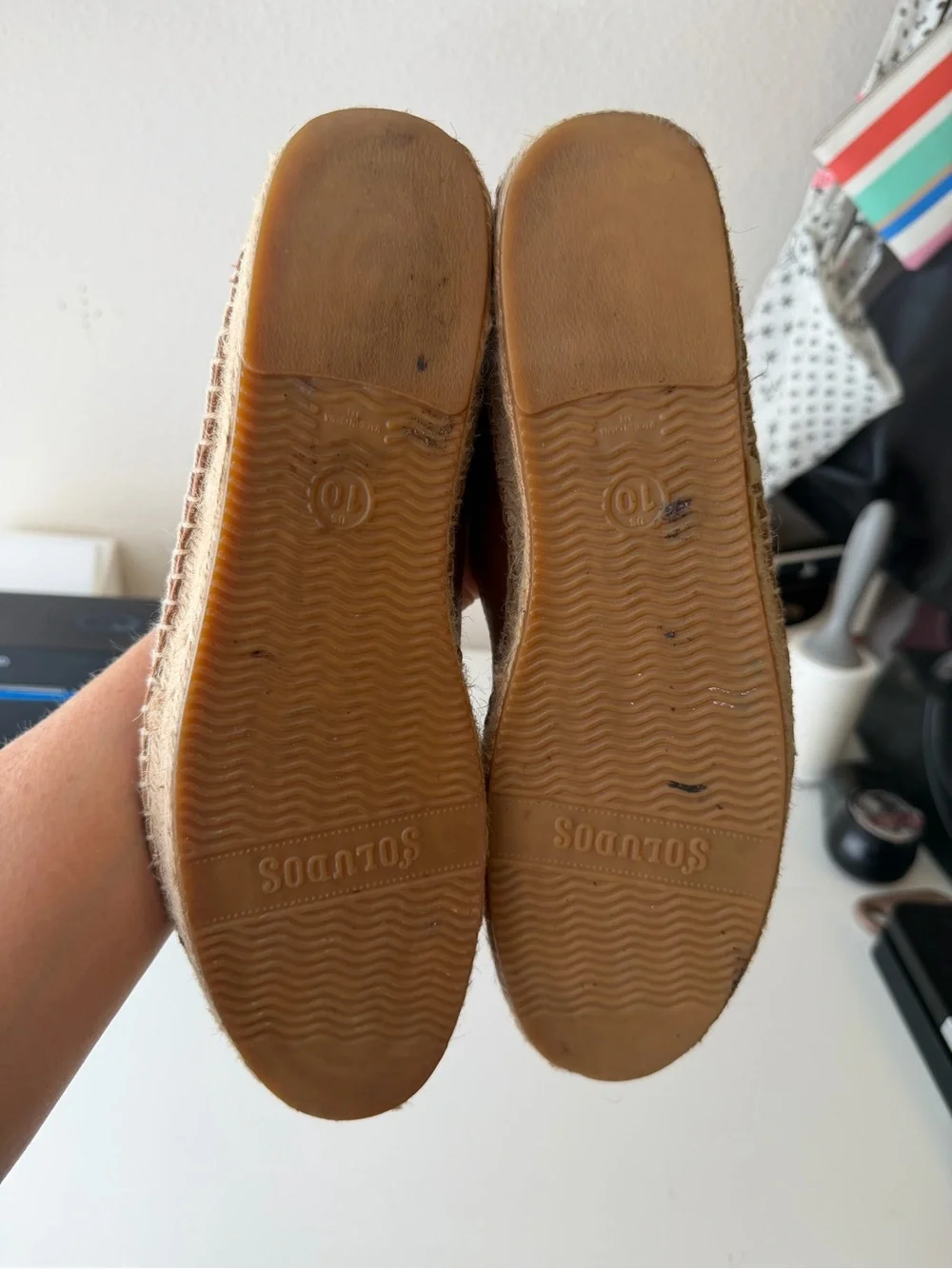 Soludos espadrilles Camel Tan Brown leather Slip on Size 10